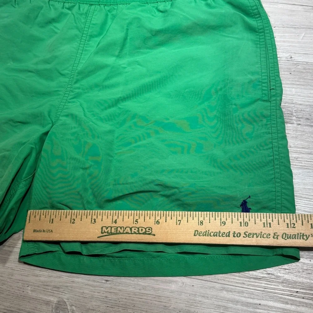 Polo Ralph Lauren Green Swim Trunks Nylon Elastic Tie Waist Vintage Men's Size L